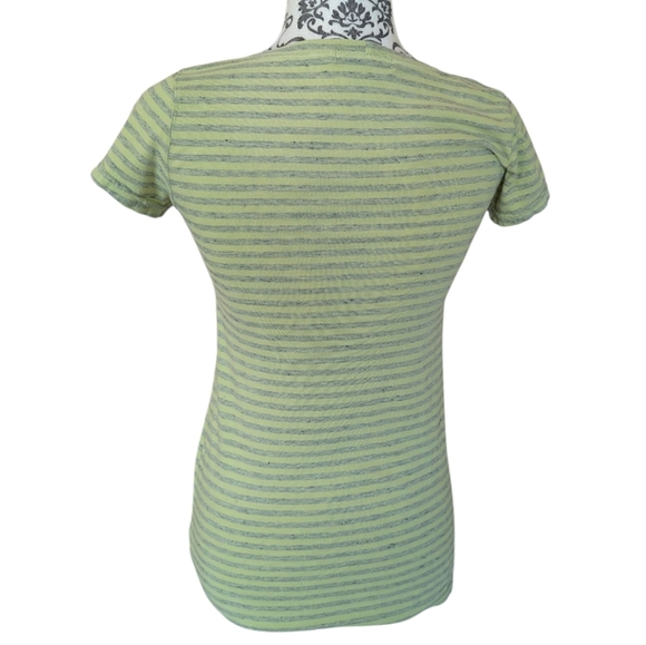 Cut Loose Tee Shirt Short Sleeves Cotton Yellow Grey Striped Top Women's size XS - Picture 4 of 11